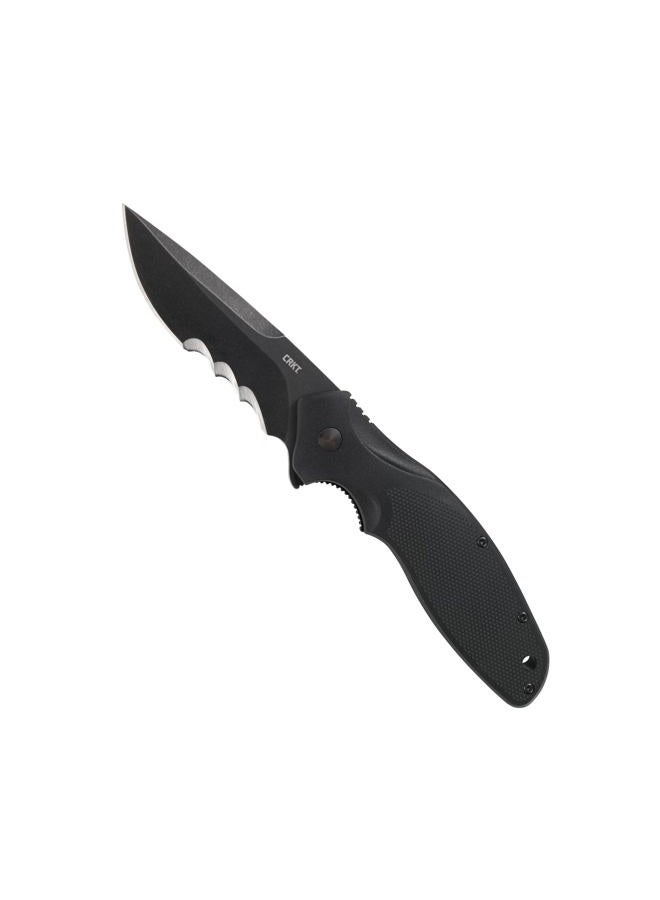 CRKT Shenanigan Black with Veff Serrations Everyday Carry, Serrated Edge Blade, Veff Serrations, Liner Lock, Glass Reinforced Nylon Handle, Pocket Clip K800KKP - Image 1