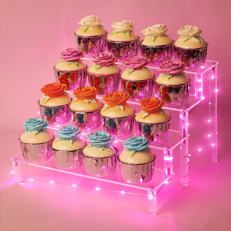 YestBuy YestBuy Display Shelf Cake Stand  4 Tier Shelf Cupcake Stand  Multifunctional and Durable Acrylic Stand  Mounting Hardware Included  Ideal for Desserts Cosmetics Glassware Figurines 