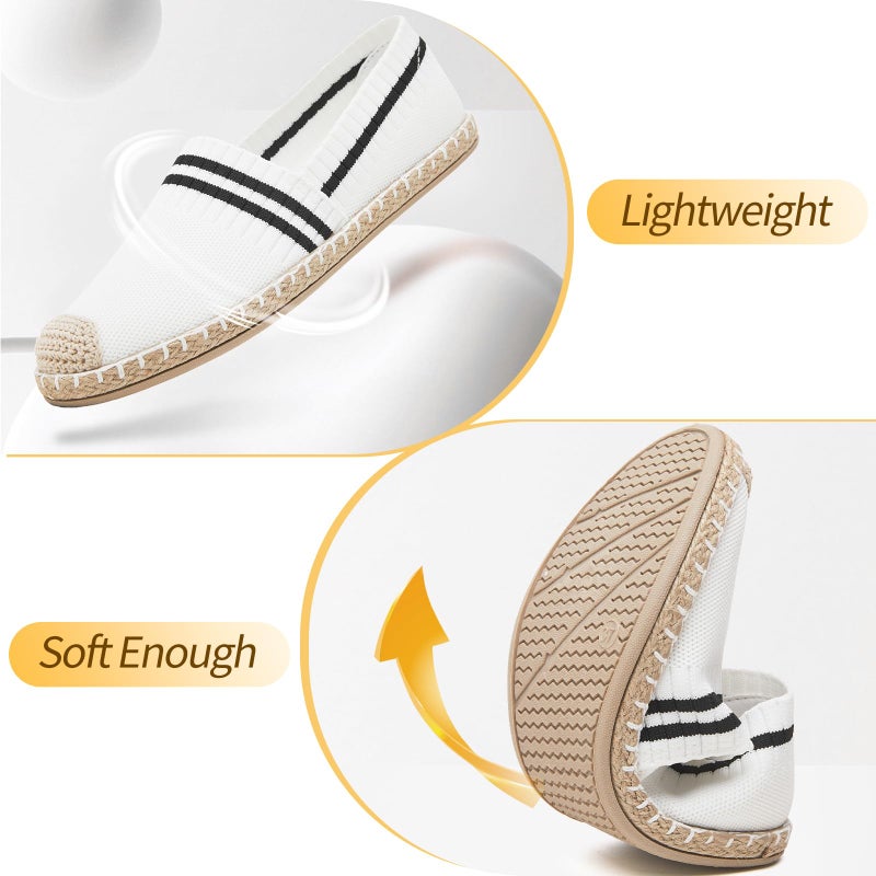 FINIWOR Espadrilles for Women Black Flat Shoes Women White Ballet Loafers Breathable Soft Casual Walking Slip On Shoes Women(White 09) - Image 5