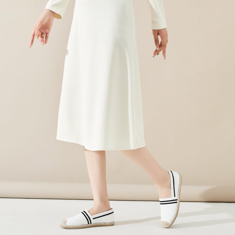FINIWOR Espadrilles for Women Black Flat Shoes Women White Ballet Loafers Breathable Soft Casual Walking Slip On Shoes Women(White 09) - Image 3