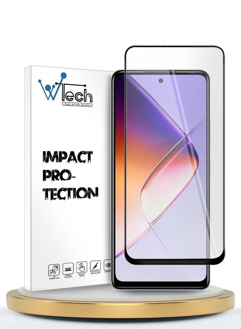 Wtech Infinix Note 40X 5G 2024 Premium E2E Series Full Glue Full Cover Tempered Glass Screen Protector - Clear/Black - Image 1