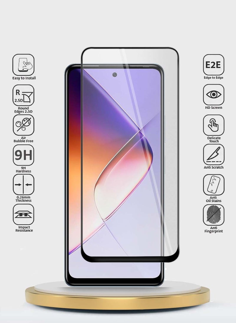 Wtech Infinix Note 40X 5G 2024 Premium E2E Series Full Glue Full Cover Tempered Glass Screen Protector - Clear/Black - Image 3
