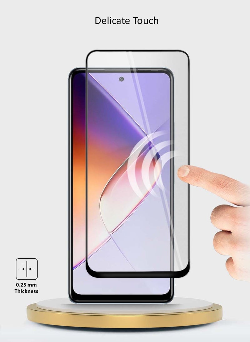 Wtech Infinix Note 40X 5G 2024 Premium E2E Series Full Glue Full Cover Tempered Glass Screen Protector - Clear/Black - Image 4