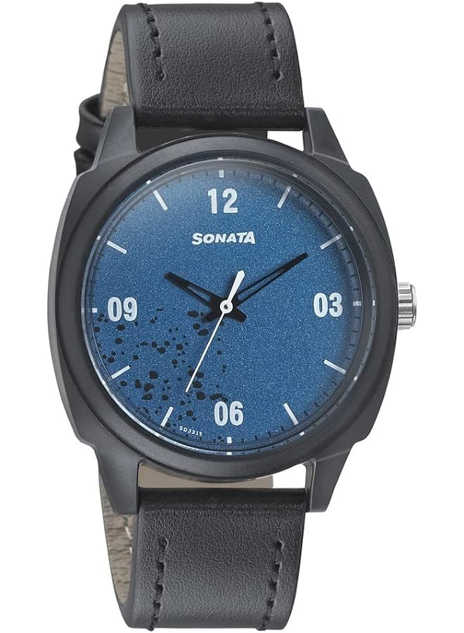 Sonata Volt+ Blue Dial Leather Strap Watch 77086Pl04 - Image 1