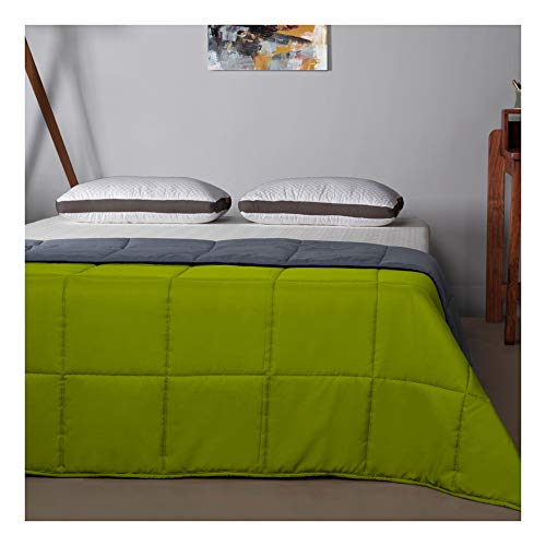 Sleepyhead 220 GSM Microfiber Reversible Comforter - Single Bed (90″x60″) Lemon Green & Ash Grey | All-Season Soft, Ultra-Cozy Quilt Blanket - Image 4