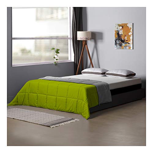 Sleepyhead 220 GSM Microfiber Reversible Comforter - Single Bed (90″x60″) Lemon Green & Ash Grey | All-Season Soft, Ultra-Cozy Quilt Blanket - Image 1