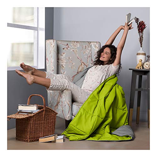 Sleepyhead 220 GSM Microfiber Reversible Comforter - Single Bed (90″x60″) Lemon Green & Ash Grey | All-Season Soft, Ultra-Cozy Quilt Blanket - Image 2