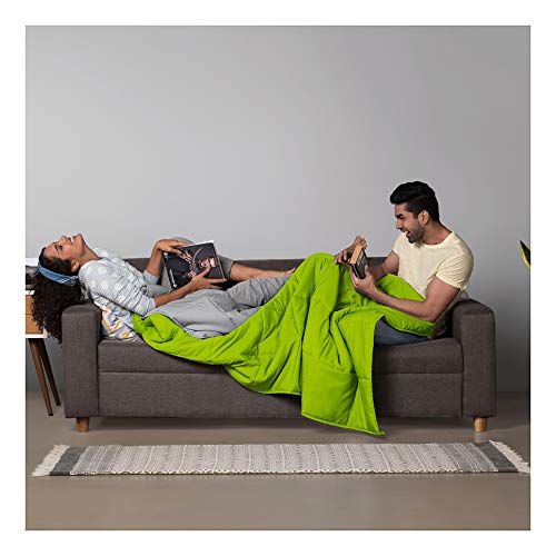 Sleepyhead 220 GSM Microfiber Reversible Comforter - Single Bed (90″x60″) Lemon Green & Ash Grey | All-Season Soft, Ultra-Cozy Quilt Blanket - Image 3