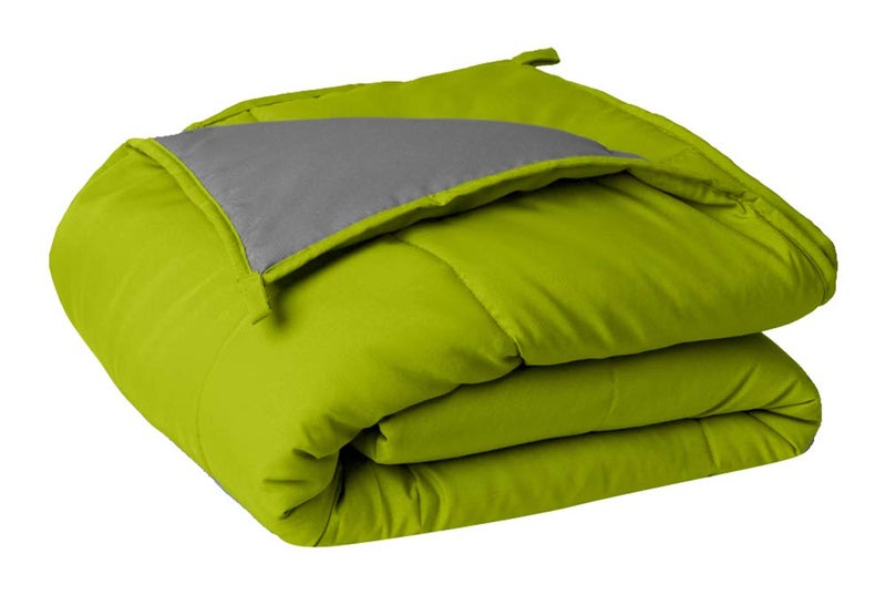 Sleepyhead 220 GSM Microfiber Reversible Comforter - Single Bed (90″x60″) Lemon Green & Ash Grey | All-Season Soft, Ultra-Cozy Quilt Blanket - Image 5