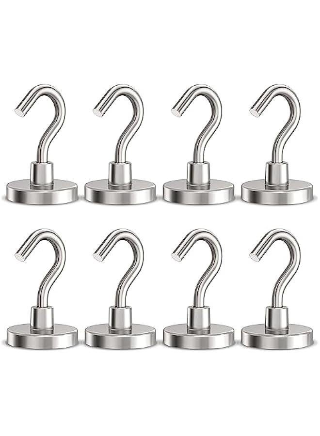 Magnetic Hooks Heavy Duty, 100 lbs Strong Hooks for Hanging, Magnet with Hook for Cruise, Grill, Fridge, Pack of 8 - Image 1