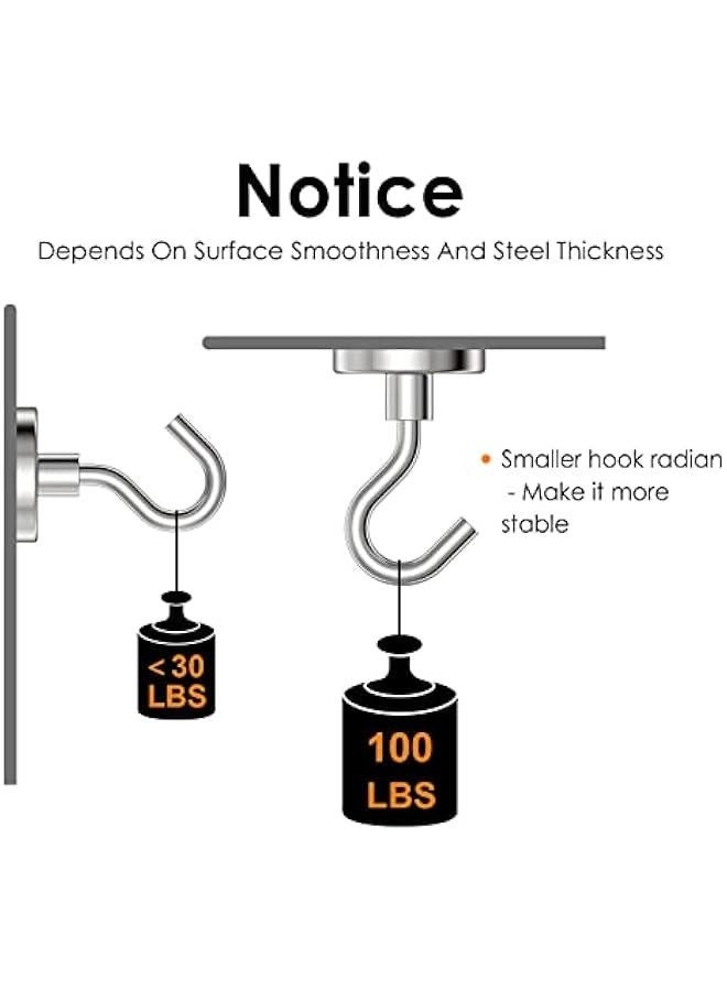 Magnetic Hooks Heavy Duty, 100 lbs Strong Hooks for Hanging, Magnet with Hook for Cruise, Grill, Fridge, Pack of 8 - Image 4