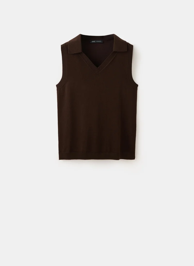 Mango 32-CHOCOLATE V-Neck Knit Top for Women | Best Price UAE