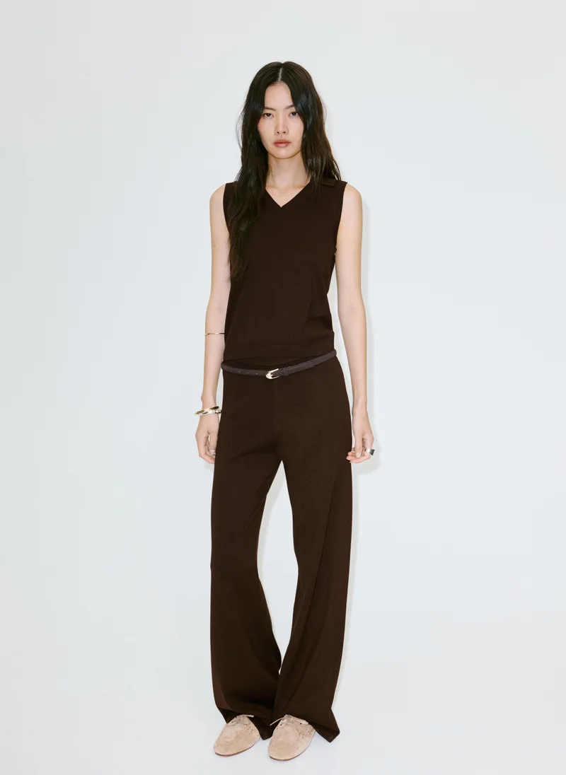 Mango 32-CHOCOLATE V-Neck Knit Top for Women | Best Price UAE