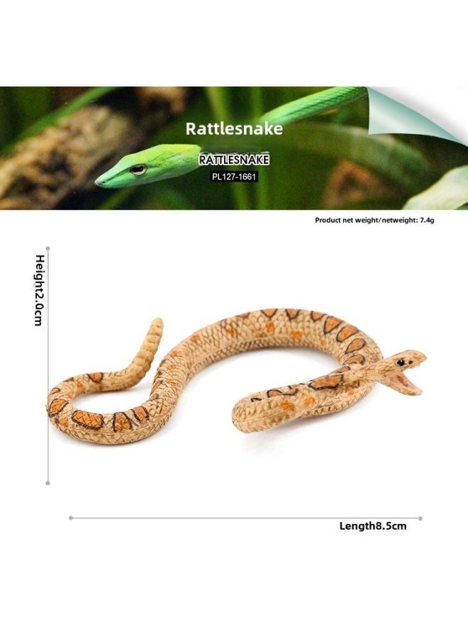 null - Simulation Animal Model Rattlesnake Coral Snake Silver Ring Snake Red Tail Spoon Tummy Giant Spoon Children's Cognitive Trick Toy-Color:PL127-1661 Rattlesnake - Image 1