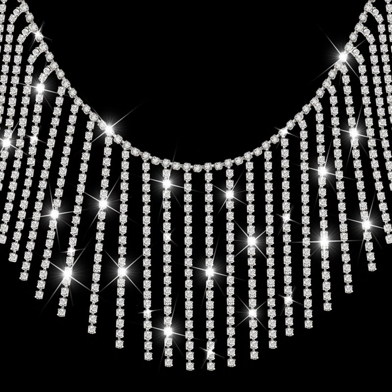 ALEXCRAFT Rhinestone Fringe Trim Rhinestones Tassel Chain Diamond Crystal Tassel Fringe Trim for Sewing Crafts Decoration Clothing Accessories1 Yard - Image 3