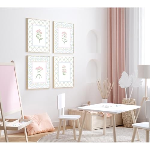 Pennclys Nursery Flower Wall Art Girl Wildflower Canvas Wall Decor Pink Blue Floral Prints Baby Girl Flower Poster Pictures Nursery Floral Artwork Pastel Botanical Painting for Girl Room 8x10x4 Inch Unframed - Image 3