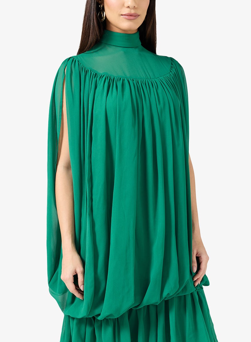 فيرجوس لاونج فستان ماكسي نورا بياقة عالية وتفاصيل مكشكشة وطبقات - Image 3