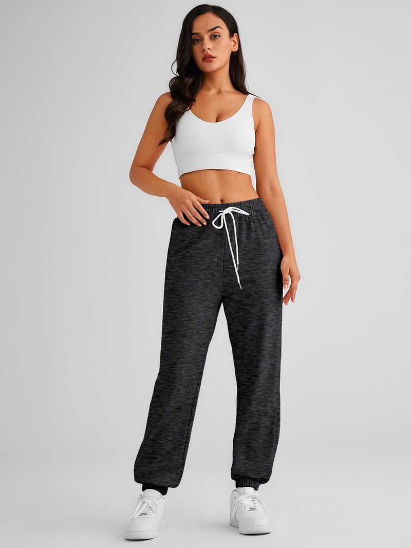AUTOMET Women's Cinch Bottom Sweatpants Athletic Joggers Lounge Pants with Pockets Black Grey S - Image 2