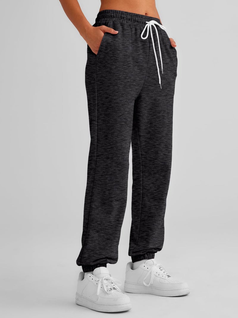 AUTOMET Women's Cinch Bottom Sweatpants Athletic Joggers Lounge Pants with Pockets Black Grey S - Image 4