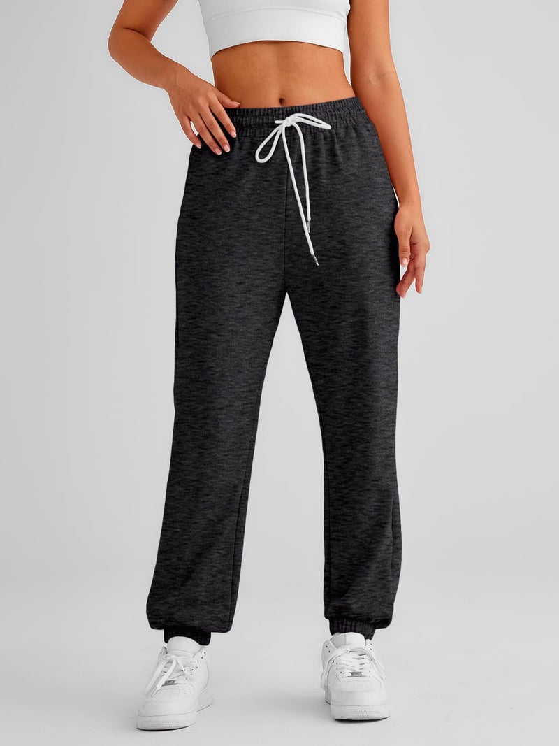 AUTOMET Women's Cinch Bottom Sweatpants Athletic Joggers Lounge Pants with Pockets Black Grey S - Image 3