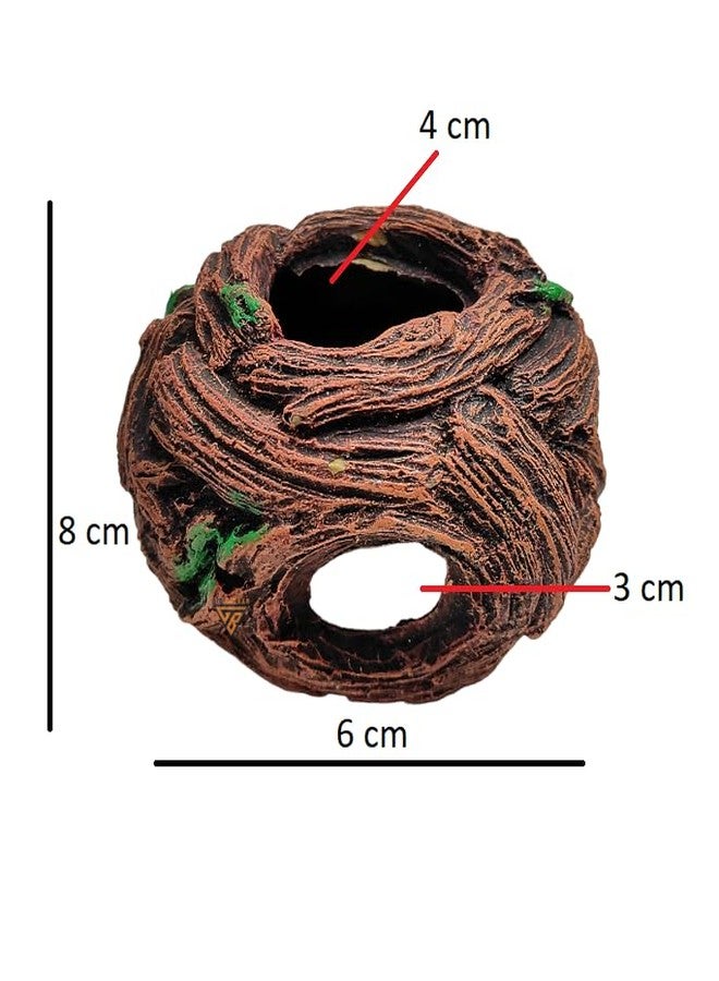 GIG BAZAAR-Aquarium Realistic Artificial Wooden Ball Hidden Space for Small Fish & Shrimp Habitat Aquarium Decoration Toy - Image 3
