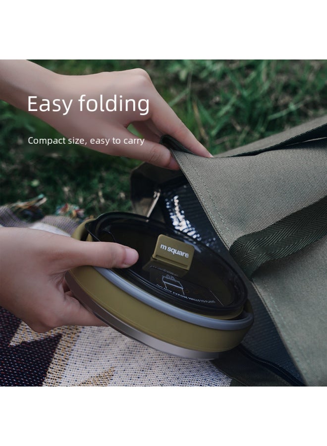 M Square Silicone Folding Kettle Portable Outdoor Camping Open Fire Coffee Tea Card Stove Cookware-Color:Blue Medium Bowl (500ml)-Capacity:Custom
