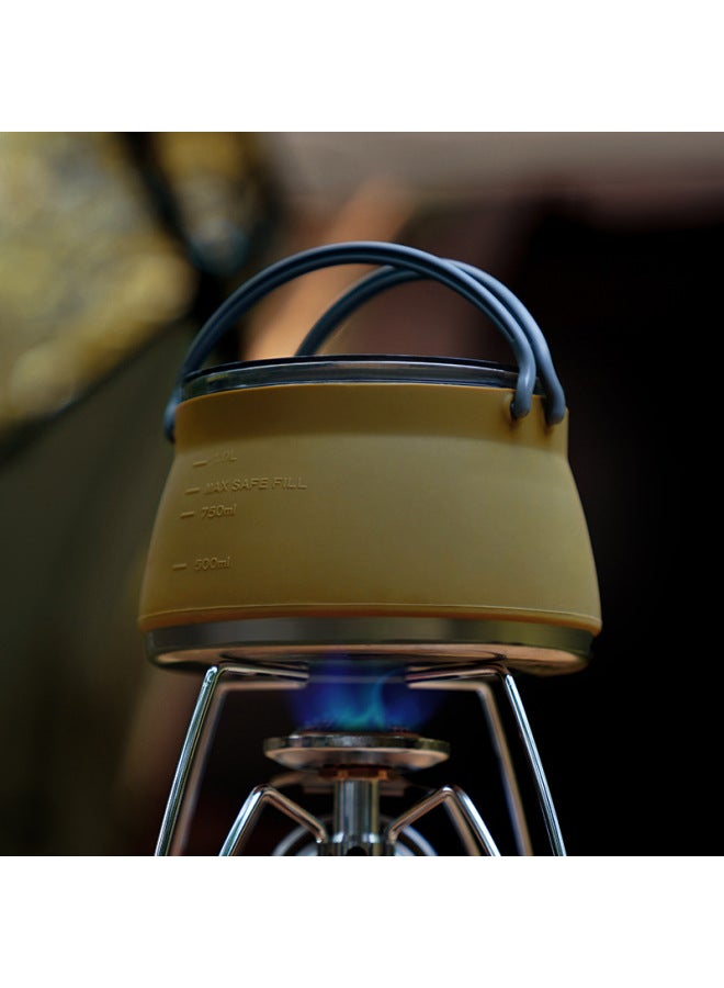 M Square Silicone Folding Kettle Portable Outdoor Camping Open Fire Coffee Tea Card Stove Cookware-Color:Blue Medium Bowl (500ml)-Capacity:Custom