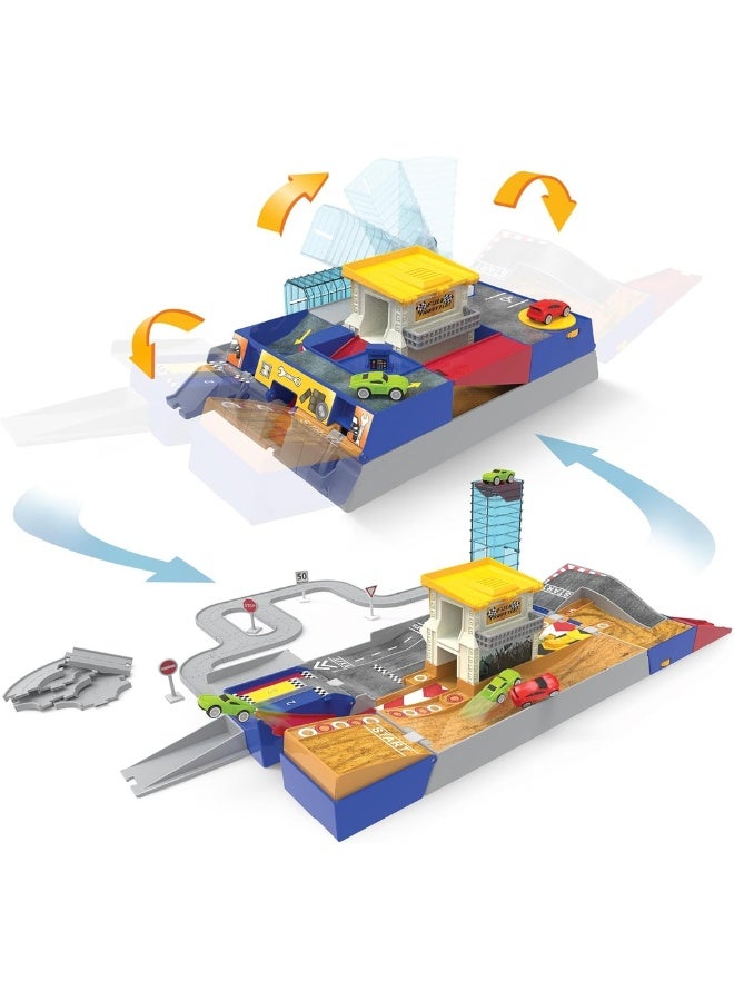 Battat - Driven Pocket 2 In 1 Race Track & Auto Shop Playset 80 Pieces - WH1108Z - Image 1