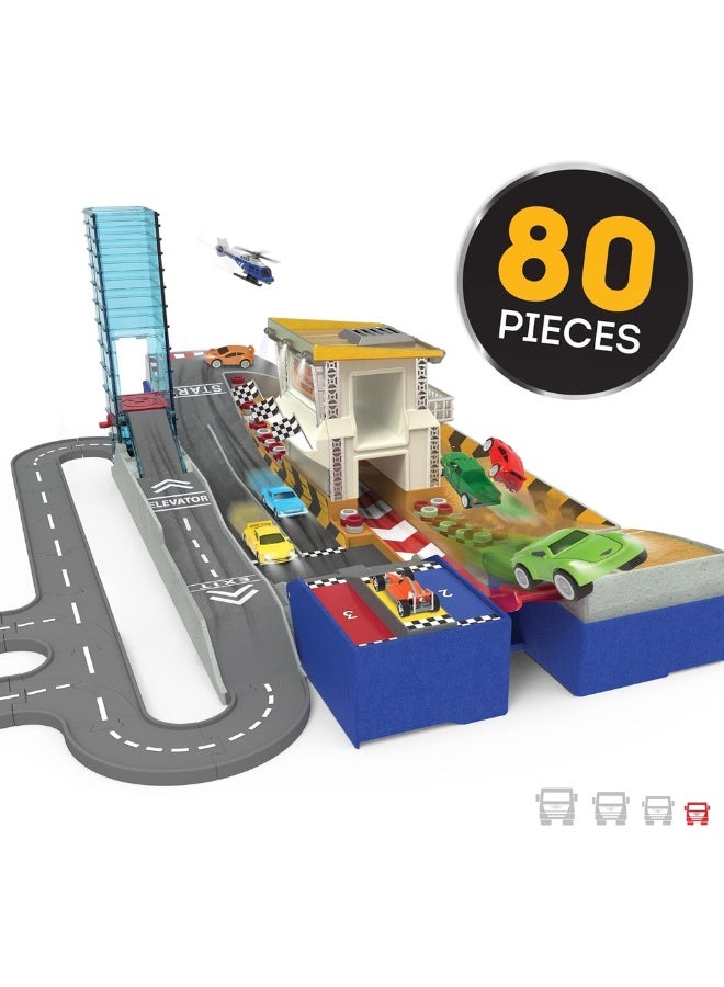 Battat - Driven Pocket 2 In 1 Race Track & Auto Shop Playset 80 Pieces - WH1108Z - Image 2