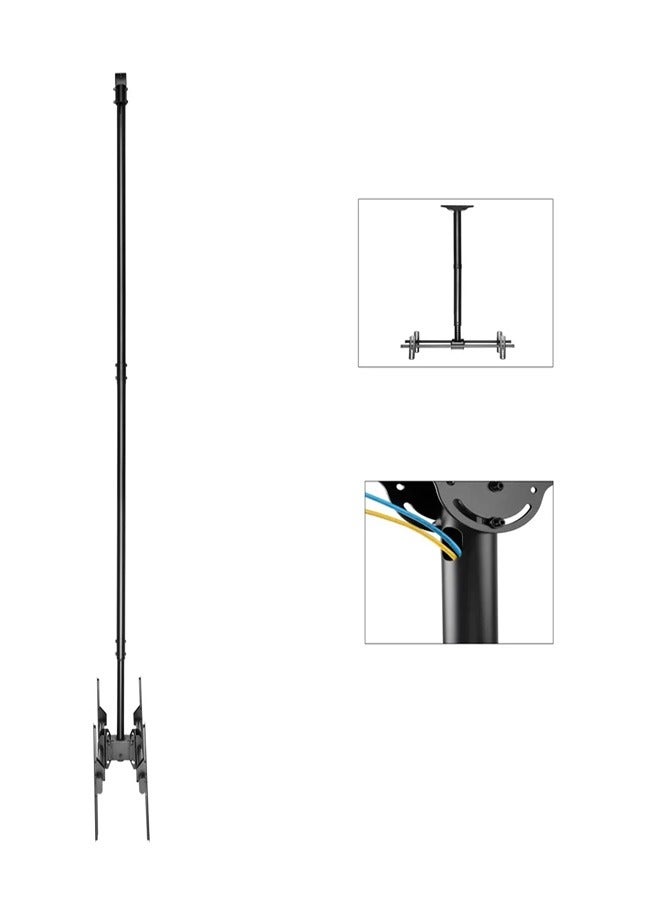 Skill Tech SH 034D Dual Display Ceiling Mount for 26"-75" LED LCD Screens, VESA 600x400, Adjustable Drop 2.5m–3m, 50kg Load Capacity – Black - Image 3