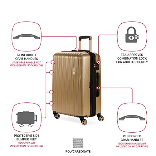 SWISSGEAR حقائب سويس جير 7272 إينرجي القابلة للتوسيع مع عجلات دوارة وقفل TSA، ذهبية، مقاس متوسط 24 إنش - Image 3