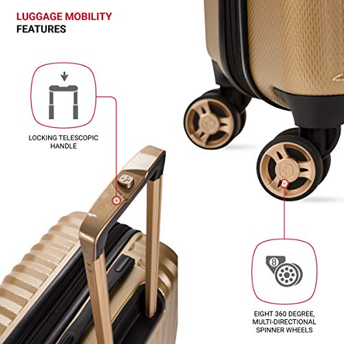SWISSGEAR حقائب سويس جير 7272 إينرجي القابلة للتوسيع مع عجلات دوارة وقفل TSA، ذهبية، مقاس متوسط 24 إنش - Image 2