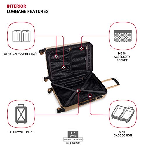 SWISSGEAR حقائب سويس جير 7272 إينرجي القابلة للتوسيع مع عجلات دوارة وقفل TSA، ذهبية، مقاس متوسط 24 إنش - Image 4