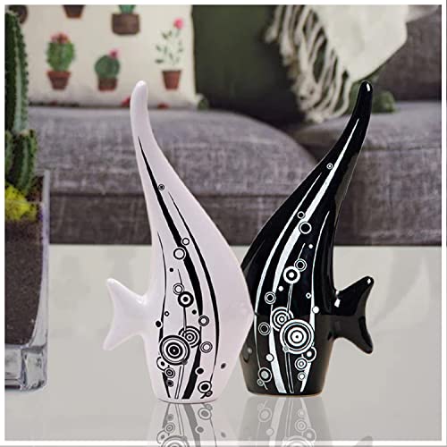 SRJANA Modern Minimalist Black and White Bubble Fish Art Figure | Beautiful Home Decor- (Set of 2 pc) - Image 5