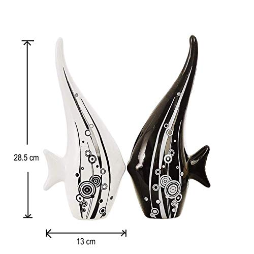 SRJANA Modern Minimalist Black and White Bubble Fish Art Figure | Beautiful Home Decor- (Set of 2 pc) - Image 4