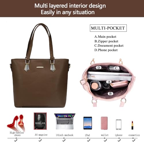 2E-youth Designer Purses and Handbags for Women Satchel Shoulder Bag Tote Top Handle Bag (4b-Coffee) - Image 5