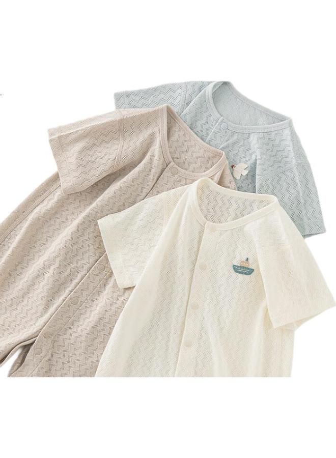 Good bear Cute Bear Baby Summer Short Sleeve Romper Thin Breathable Infant Pure Cotton Pajamas Close-fitting Home Wear Ha Yi Newborn Crawling Suit - Image 1