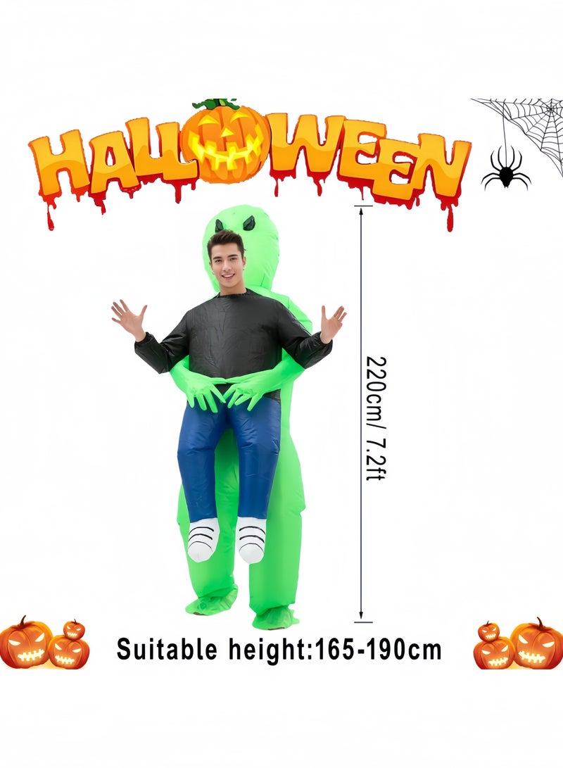 جيجيرو زي راكب فضائي قابل للنفخ، زي هالوين للبالغين، أزياء قابلة للنفخ، زي تنكري للحفلات، أخضر - Image 2