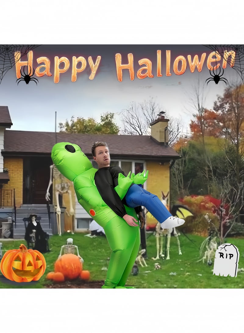 جيجيرو زي راكب فضائي قابل للنفخ، زي هالوين للبالغين، أزياء قابلة للنفخ، زي تنكري للحفلات، أخضر - Image 4