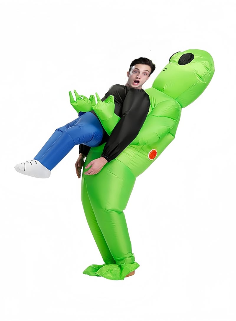 جيجيرو زي راكب فضائي قابل للنفخ، زي هالوين للبالغين، أزياء قابلة للنفخ، زي تنكري للحفلات، أخضر - Image 1
