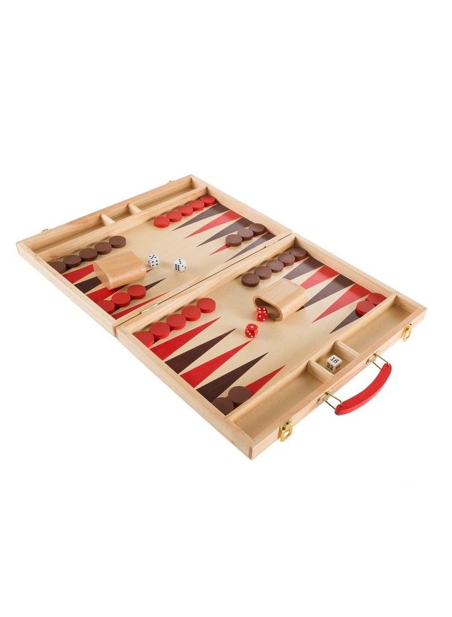 Hey! Play! Wood Backgammon Board Game Complete Set With Folding Board For Storage Portable Handle And Full Game Accessories For Adults And Kids (80Hchbk) - Image 1