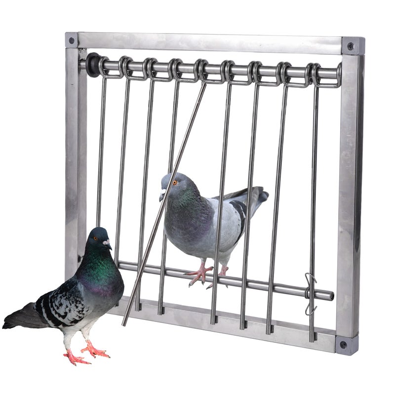 TOHONGADON فخ طيور من الفولاذ المقاوم للصدأ 1PC باب فخ الحمام إطار قضبان سلكية مدخل U-Trap لحمام الطيور (29 * 26 سم) - Image 1