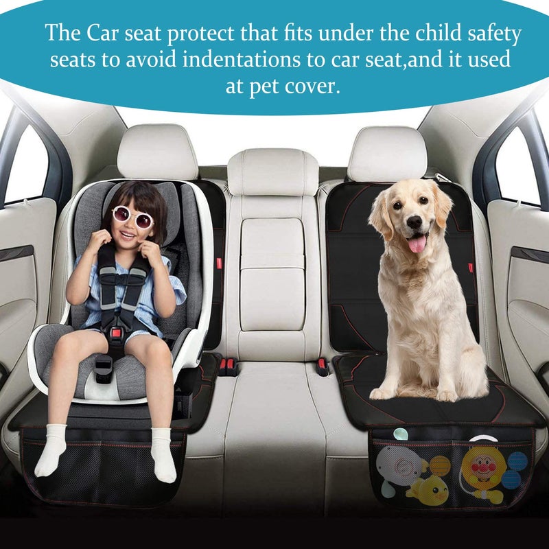 MORROLS Car Seat Protector, 2 Pack Carseat Protector with Thick Padding, Baby/Pets for Child Car Seat-Mesh Pockets-Waterproof-Universal Size(Black) - Image 4