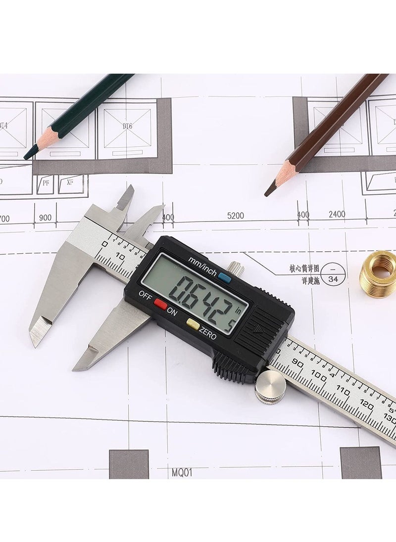 ماركة غير محددة عرض شاشة LCD ذات الفرجار الرقمي بوصة وتحويل المليمترات من 0 إلى 6 أداة قياس الفرجار إيقاف التشغيل التلقائي مناسب لقياس مجوهرات DIY 150 مم من الفولاذ المقاوم للصدأ  - Image 3