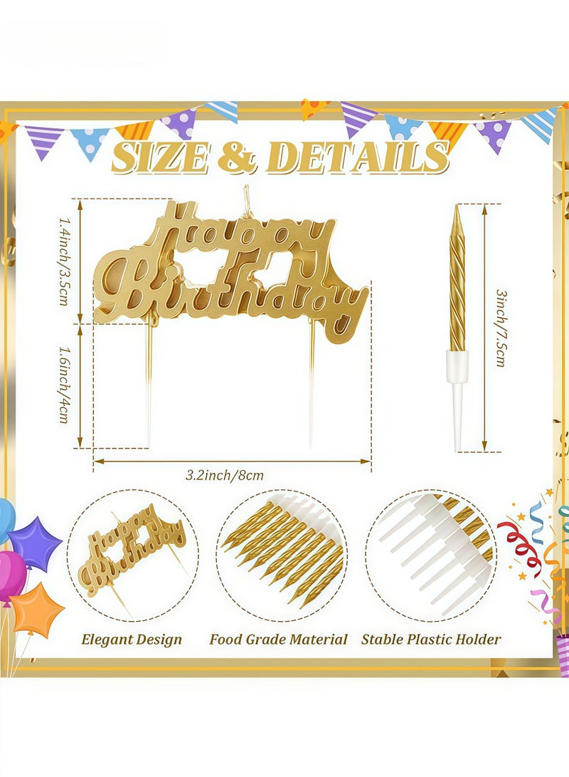 11 Pcs Candle Set - 2.95 inch Candle Short Thin Spiral Candle - Happy Birthday Candle Cake Birthday Candle Ornament - For Cake Decorating Birthday Decoration Party Supplies (Gold) - Image 2