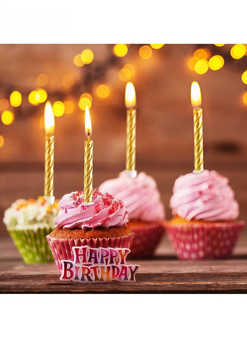 11 Pcs Candle Set - 2.95 inch Candle Short Thin Spiral Candle - Happy Birthday Candle Cake Birthday Candle Ornament - For Cake Decorating Birthday Decoration Party Supplies (Gold) - Image 3