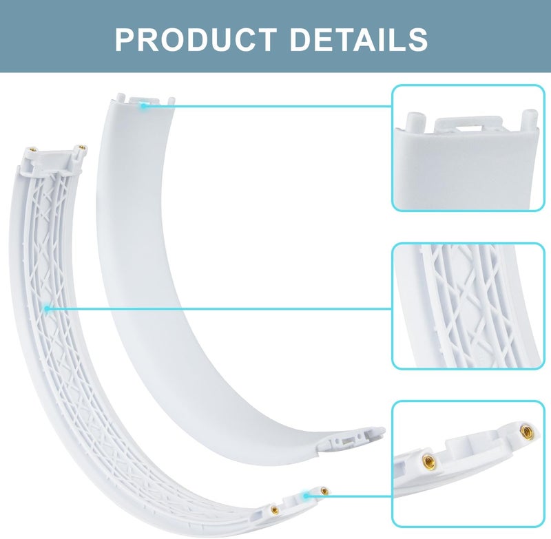 SOPROM Rubber Headband Replacement Cover for Beats Studio 2 & Studio 3 Wired &Wireless Headphones, Plastic Headstrap Pad Repair Parts Accessories (Studio3-White) - Image 3