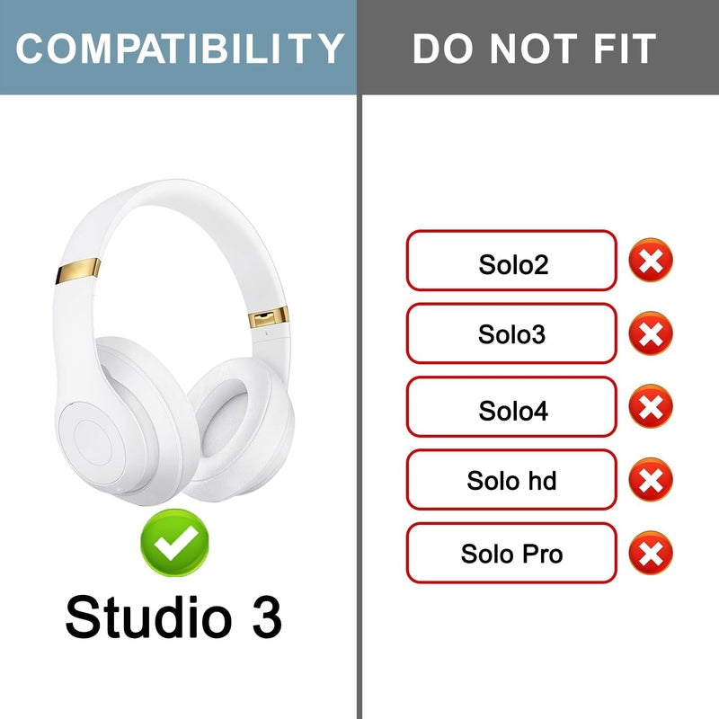 SOPROM Rubber Headband Replacement Cover for Beats Studio 2 & Studio 3 Wired &Wireless Headphones, Plastic Headstrap Pad Repair Parts Accessories (Studio3-White) - Image 2