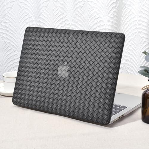 Seorsok Compatible with MacBook Air 13.6 inch Case 2022-2024 2025 A3240 M4 A2681 M2 A3113 M3 Touch ID,Elegant Leather Plastic Hard Case Transparent Keyboard Cover,Black Tartan PVC Leather - Image 1