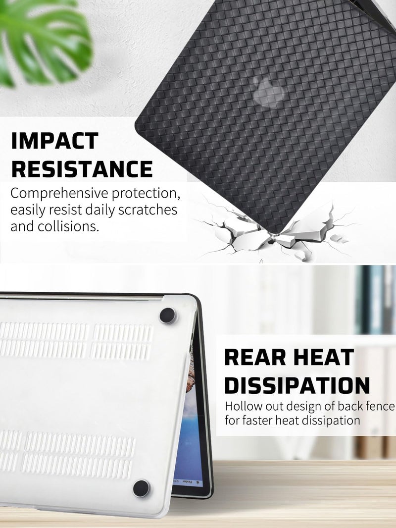 Seorsok Compatible with MacBook Air 13.6 inch Case 2022-2024 2025 A3240 M4 A2681 M2 A3113 M3 Touch ID,Elegant Leather Plastic Hard Case Transparent Keyboard Cover,Black Tartan PVC Leather - Image 5